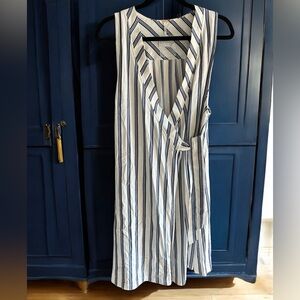 NWT FREE PEOPLE Blue Tuxedo Stripe Wrap Tunic Dress S‎